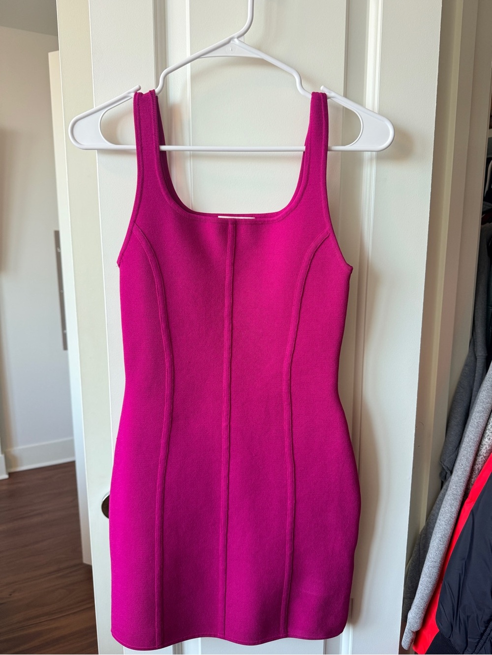 Babaton Fuchsia Square-Neck Mini Dress